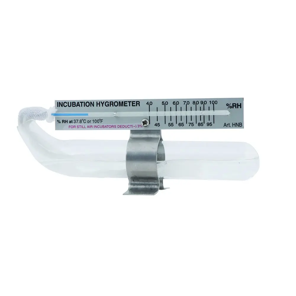 Hygrometer natte bol met glazen waterreservoir en kous