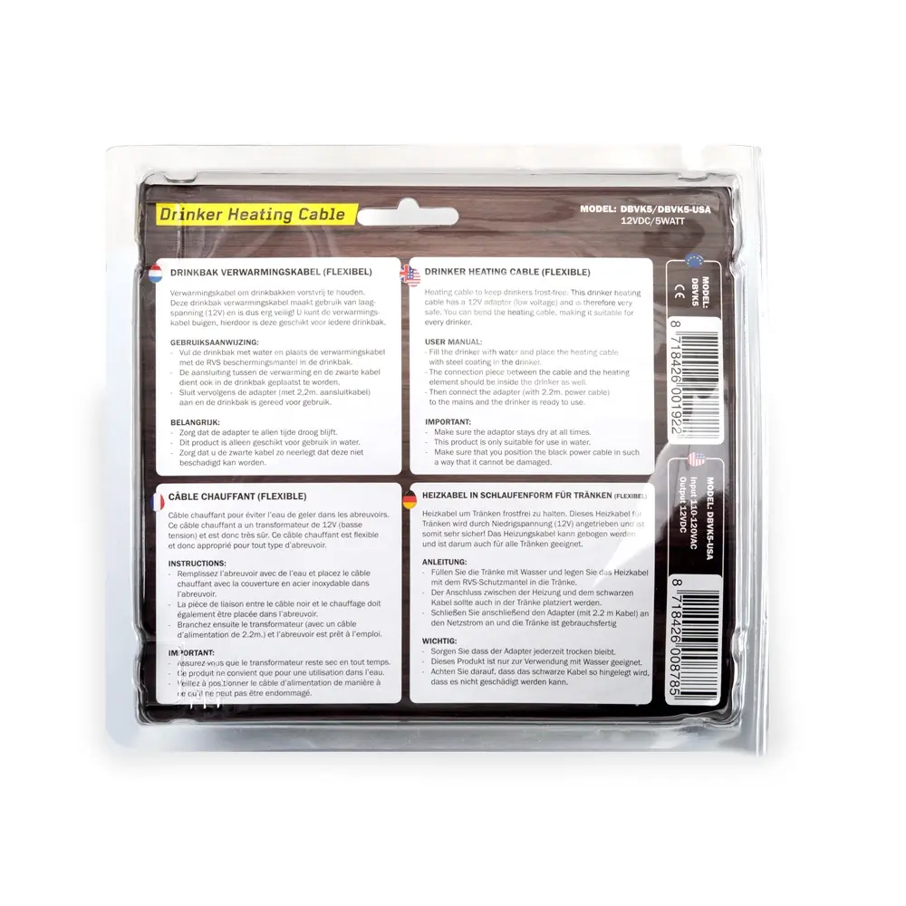Drinkbak verwarmingskabel, 12V DC/5W